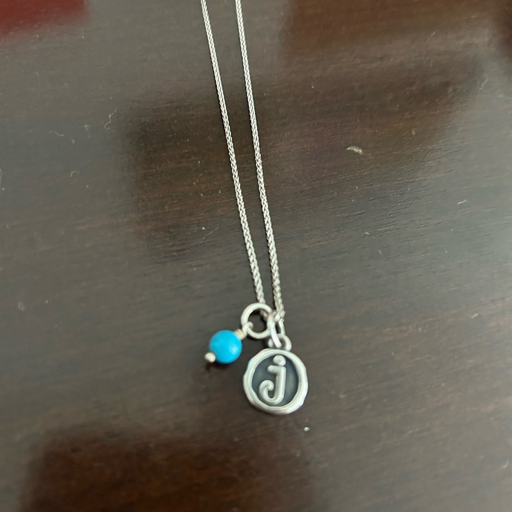 James Avery silver chain with initial and bead charms